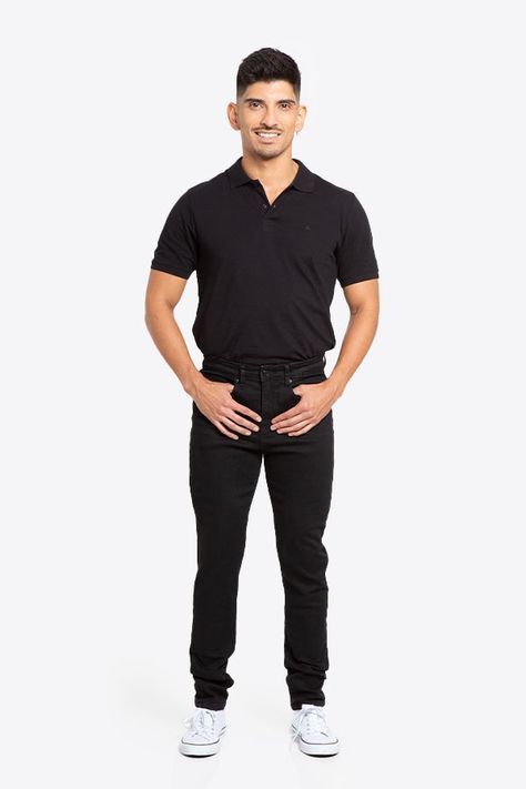 Jeans Hombre Slim Negro Oscuro Liso-1
