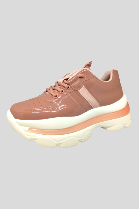Zapatilla Mujer Plataforma Brillante Rosa-1