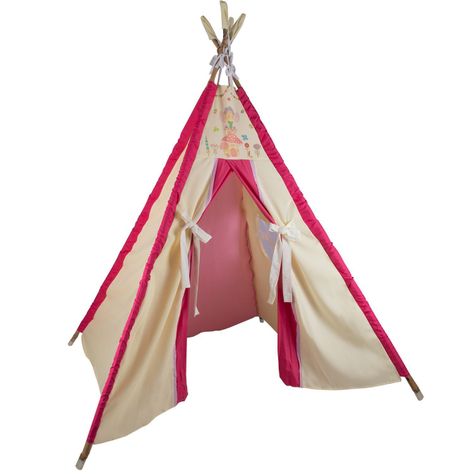 Carpa Tipi Hadas Blanca-Rosada Textil 120x170x180 cm Máxima Design-0