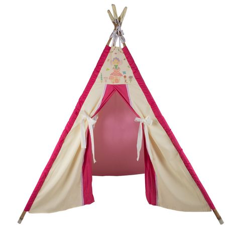 Carpa Tipi Hadas Blanca-Rosada Textil 120x170x180 cm Máxima Design-1