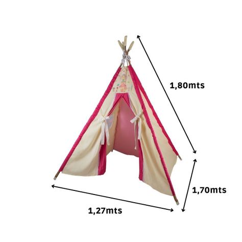 Carpa Tipi Hadas Blanca-Rosada Textil 120x170x180 cm Máxima Design-3