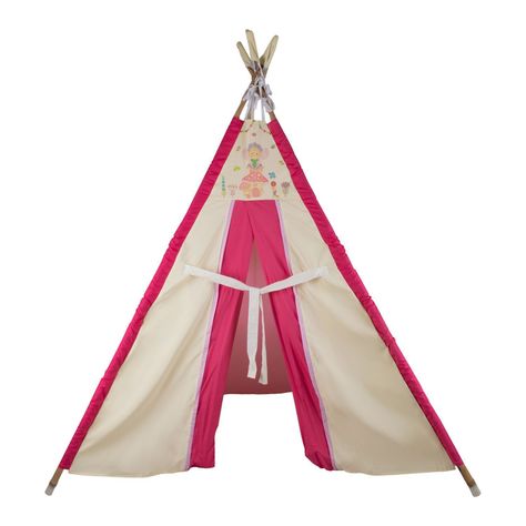Carpa Tipi Hadas Blanca-Rosada Textil 120x170x180 cm Máxima Design-2