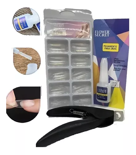 Uñas Postizas 100 Unidades + Pegamento 10g + Corta Tips-0