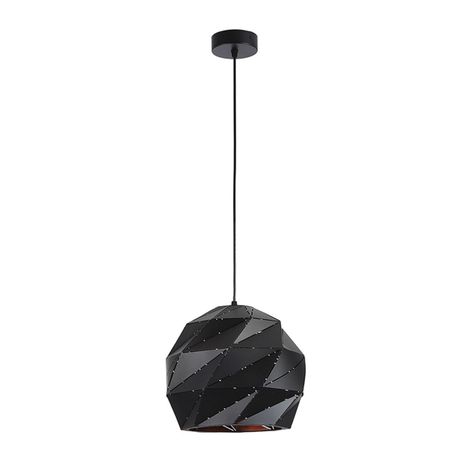 Lámpara Colgante Circular E-27 Diseño Geométrico Negro-0