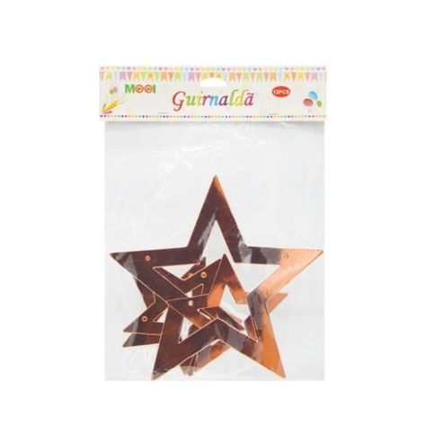 Guirnaldas - Contorno Estrellas Grandes Oro Rosa Metalizado 12pcs-0