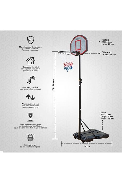 Aro de Basquetball Altura Ajustable 2.1 mt Gris-2