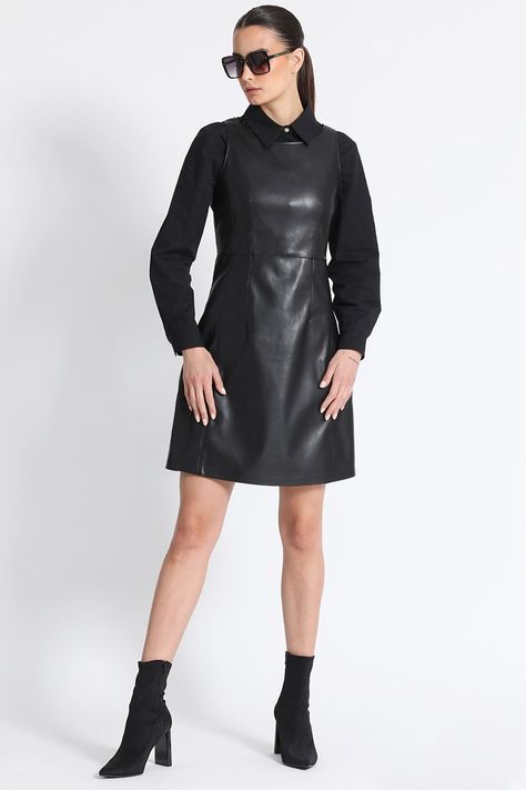Vestido Efecto Piel Negro Liola-1