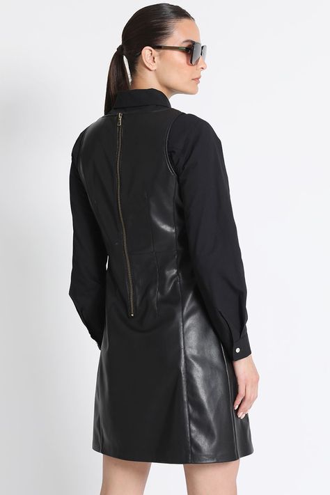 Vestido Efecto Piel Negro Liola-3