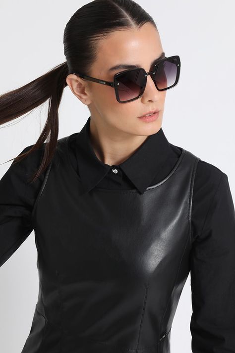 Vestido Efecto Piel Negro Liola-4