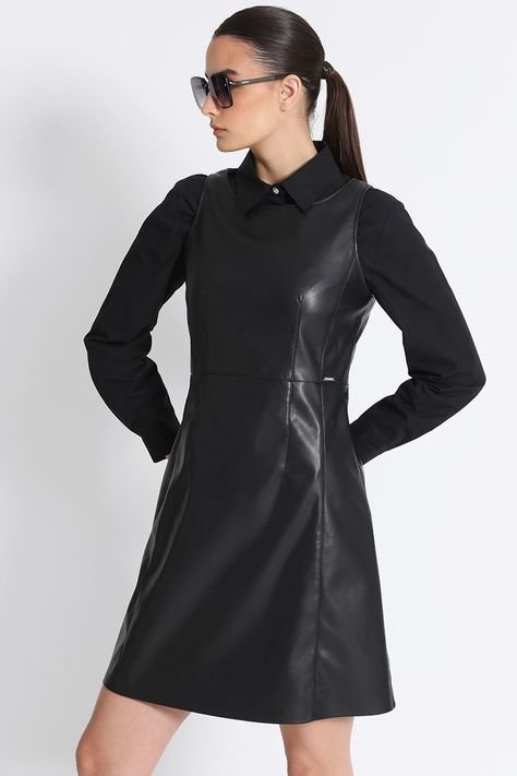 Vestido Efecto Piel Negro Liola-5