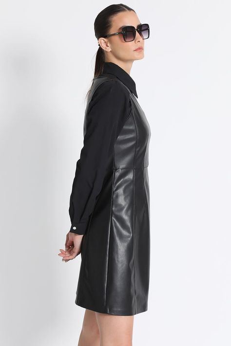 Vestido Efecto Piel Negro Liola-2