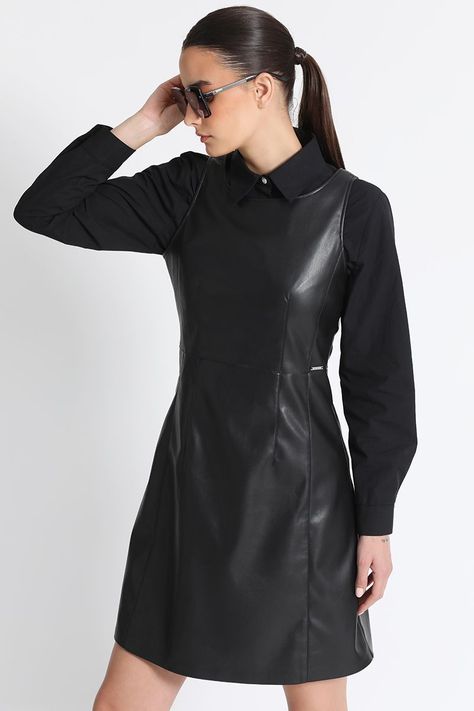 Vestido Efecto Piel Negro Liola-0