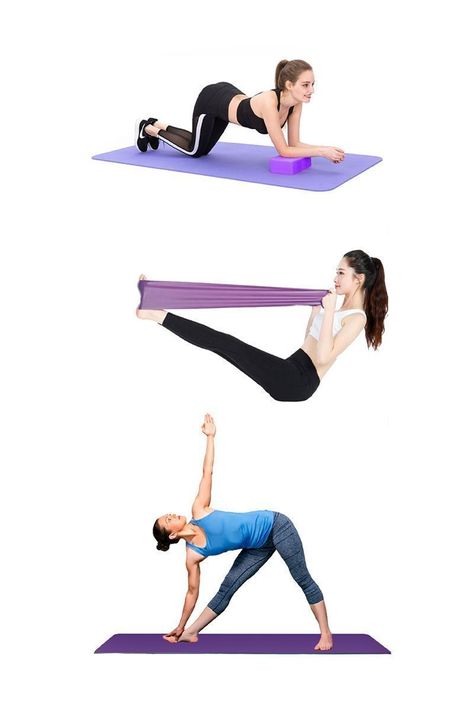 Set Yoga Bloques Mat Bandas de Estiramiento Morado-1