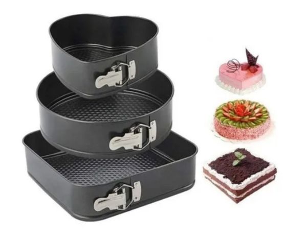 Pack 3 Moldes Diseño Variado Corazon Antiadherentes 3 Pcs-1
