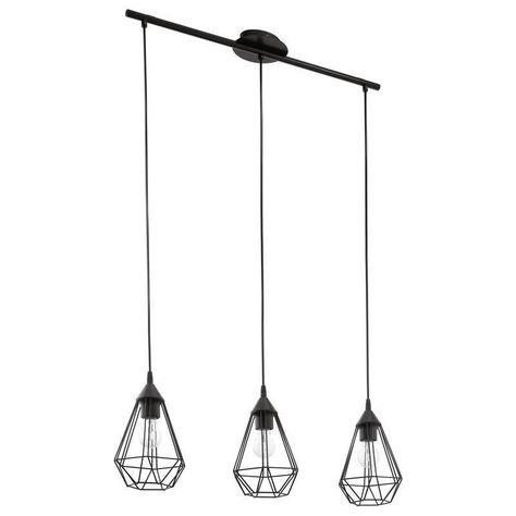 Lámpara Colgante Tarbes Acero Negro E27 3X60W cod.94189-0