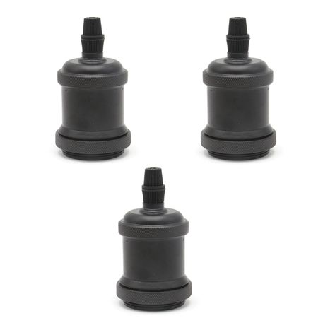 Pack 3 Soquetes E-27 Retro Negro Vintage-0