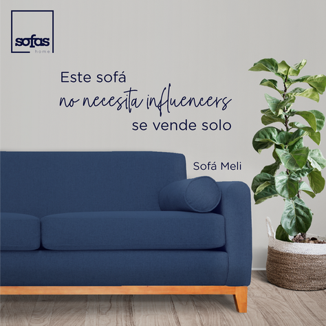 Sofá Meli Chenille Tipo Lino Azul 2 Cuerpos-1