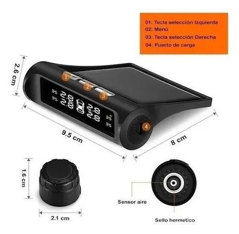 Sistema Monitoreo Presión Neumáticos Auto Carga Solar Tpms-2