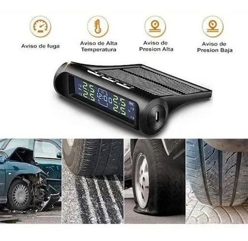 Sistema Monitoreo Presión Neumáticos Auto Carga Solar Tpms-4