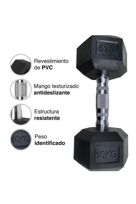 Mancuerna Hexagonal 10 Kg Negro-3
