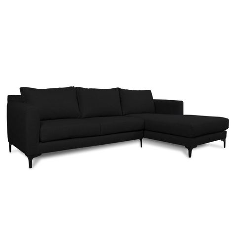 Seccional Kaile Chenille Tipo Lino Negro-1