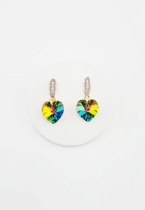 Aros Romance Gold Cristales Genuinos Vitral Medium-1