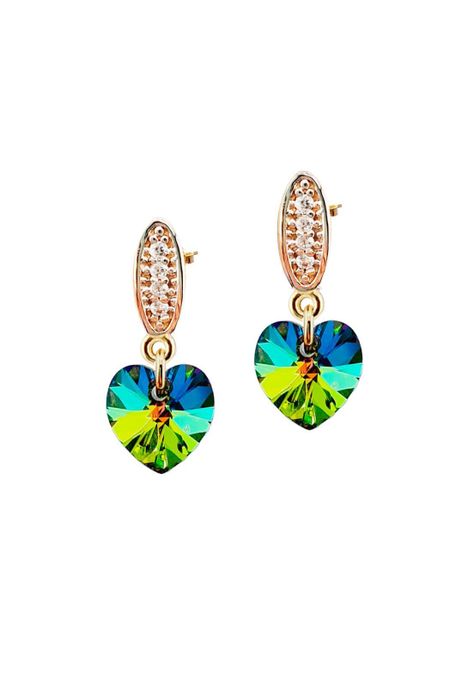 Aros Romance Gold Cristales Genuinos Vitral Medium-0