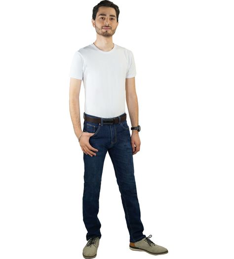 Jeans tiro alto-alto semi recto dark blue-0