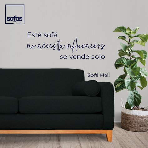 Sofá Meli Felpa Negro 2 Cuerpos-1