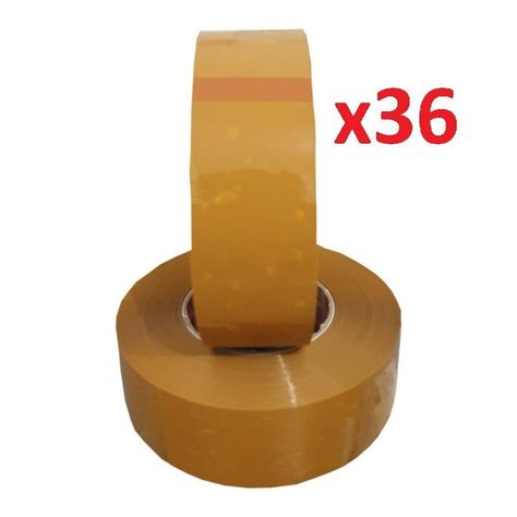 Pack 36 Cintas adhesiva Amarilla 300 Mts 48mm Ancho-0