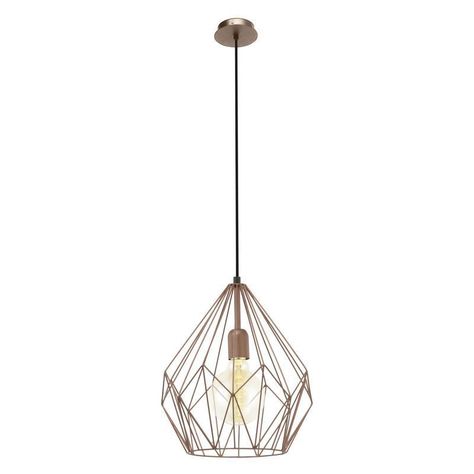 Lámpara Colgante Carlton Acero Cobre E27 1X60W Cod.49258-0