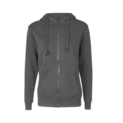 Poleron Canguro Con Capucha Y Cierre unisex Gris-0