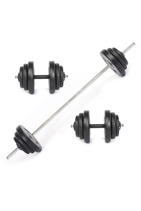 Set de Mancuernas y Barra 40,8 Kg 2 en 1 Negro-0