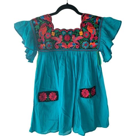 Blusa mexicana bordada a mano-0