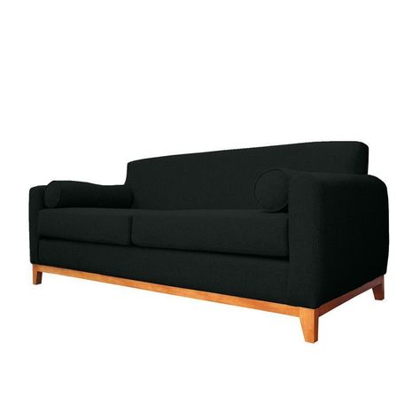 Sofá Meli Chenille Tipo Lino Negro 2 Cuerpos-2