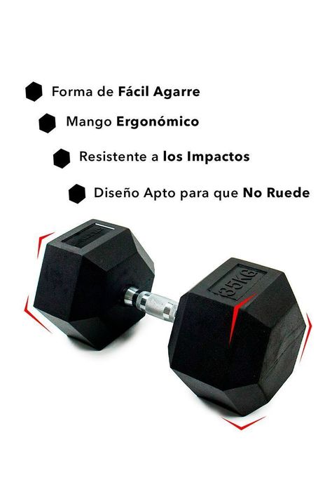Pack de 2 Mancuernas Hexagonales 35 Kg Negro-4