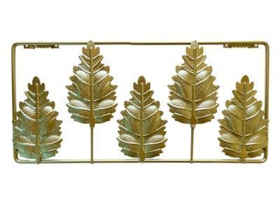 Cuadro Decorativo Metálico Hogar de hojas de Pino Doradas-0