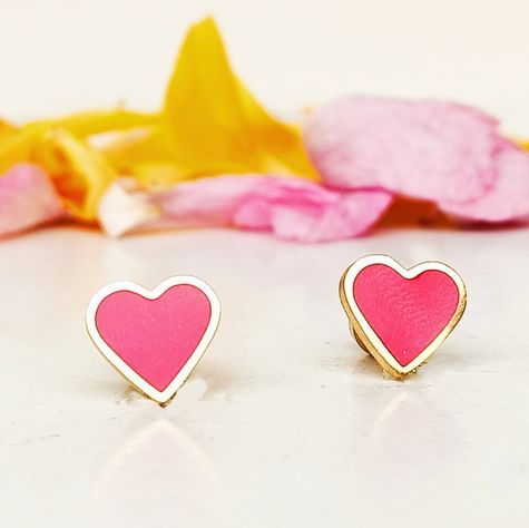 Aros Abridores Presión Corazón Rojo Chapados En Oro 18k -3