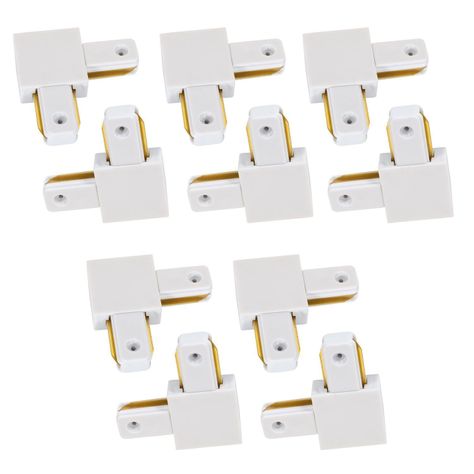 Pack 10 Conectores Para Carril Monofásico De Iluminación LED "L" Blanco-0