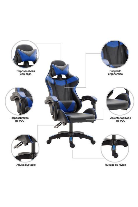 Silla Gamer Ultimate Racing Azul-4