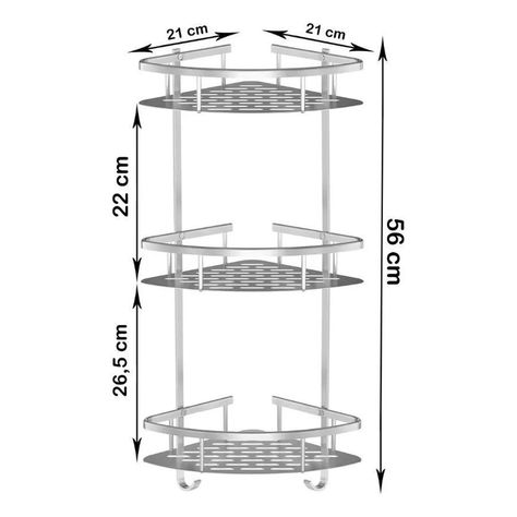 Repisa Mural Esquinero Baño Ducha Aluminio Inox 3 Niveles -1