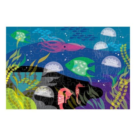 PUZZLE 100PCS BRILLA EN LA OSCURIDAD, BAJO EL MAR-0