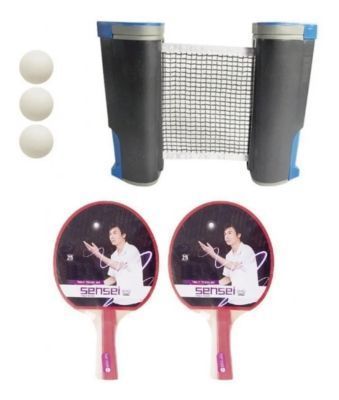 SET DE PING PONG SENSEI INSTANT 2 PALETAS + 3 PELOTAS + RED RETRACTIL-1