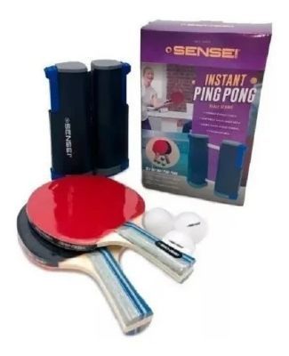 SET DE PING PONG SENSEI INSTANT 2 PALETAS + 3 PELOTAS + RED RETRACTIL-0