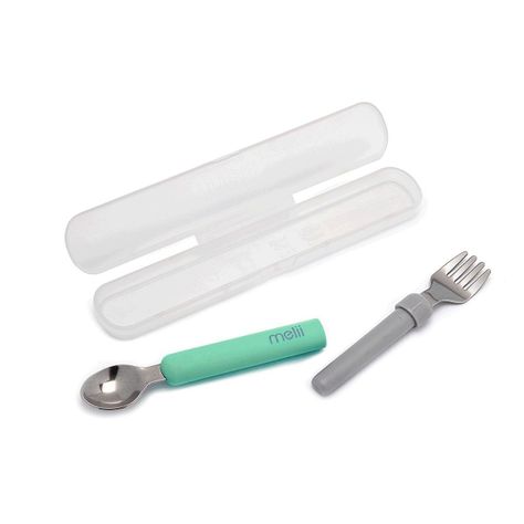 Set Cuchara Y Tenedor Desmontable Verde-Gris-0