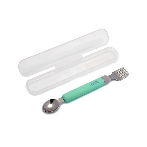 Set Cuchara Y Tenedor Desmontable Verde-Gris-1