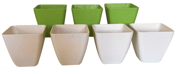 SET 7 MACETA BIO CUADRADO 4BLANCO3VERDE 13,3X12,4-0