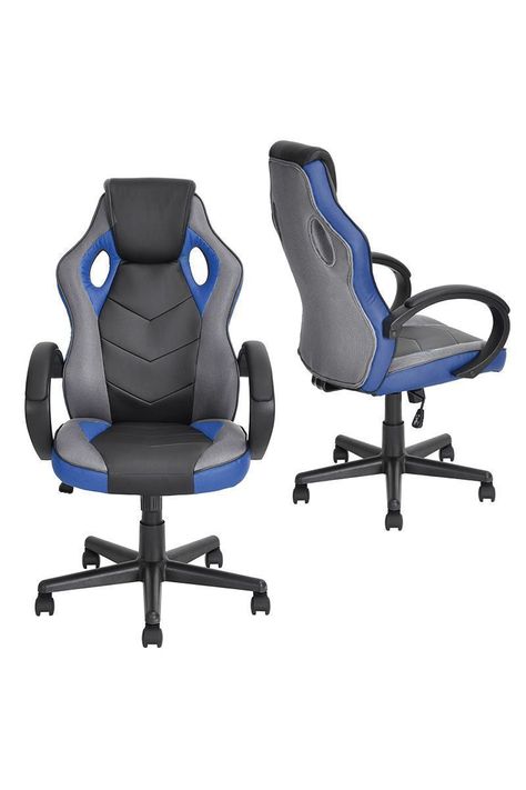 Silla Gamer Pu Flow Ergonómica Escritorio Azul-3