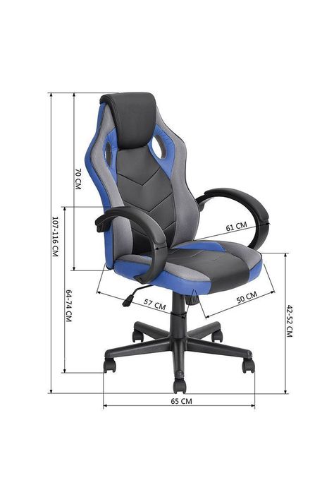 Silla Gamer Pu Flow Ergonómica Escritorio Azul-2