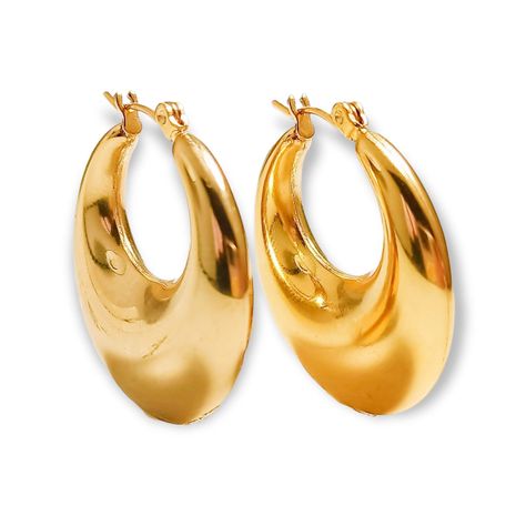 Aros Chunky Minimalista Inflada Chapado En Oro -0